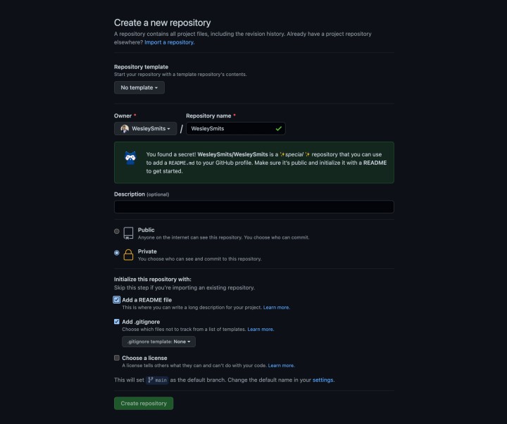 Example of how to create a GitHub profile repository